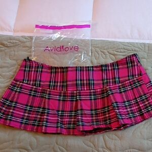 Avidlove Pink Plaid Mini Skirt